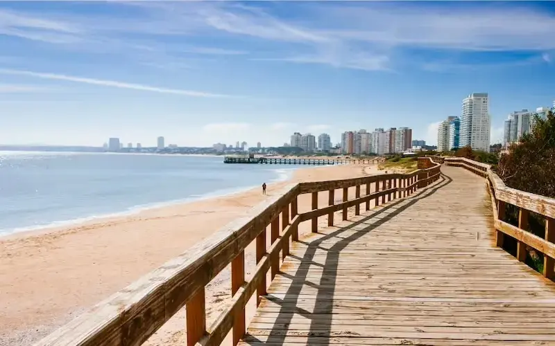 Pristine sandy beach along the Uruguay coastline with crystal clear water