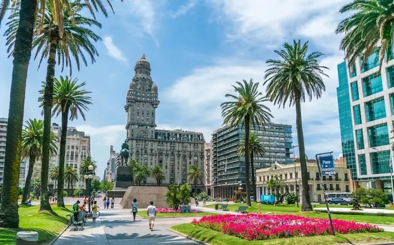 Peaceful residential neighborhood in Uruguay with tree-lined streets